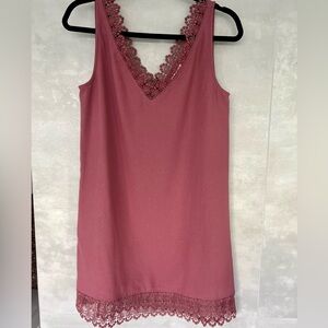Leith Lace Trim Chemise DRESS in Dusty Rose muave SMALL ruffle summer Nordstrom